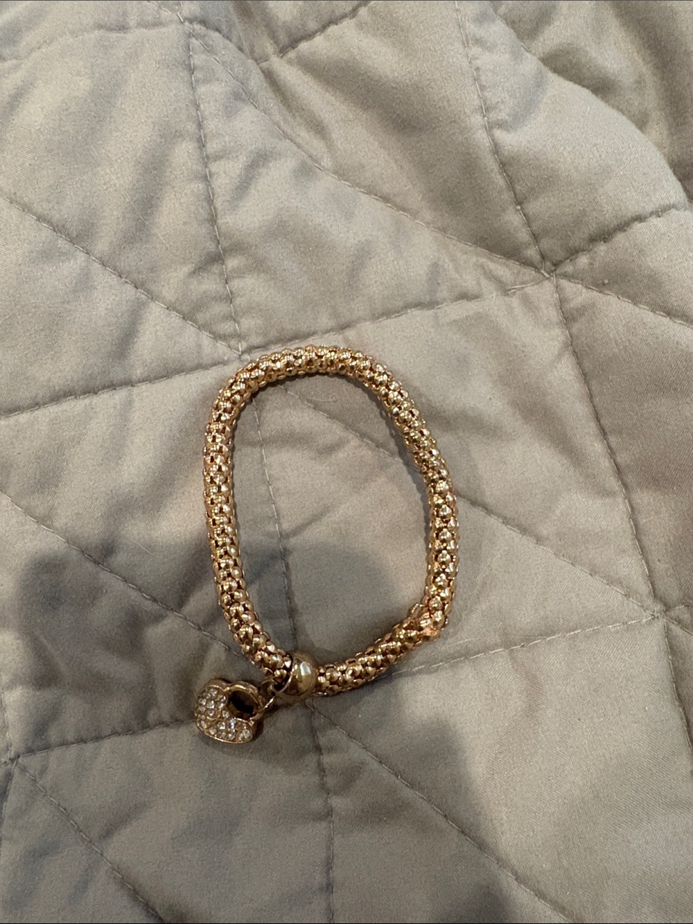 Gold Crystal Heart Lock Bracelet - Women Jewelry